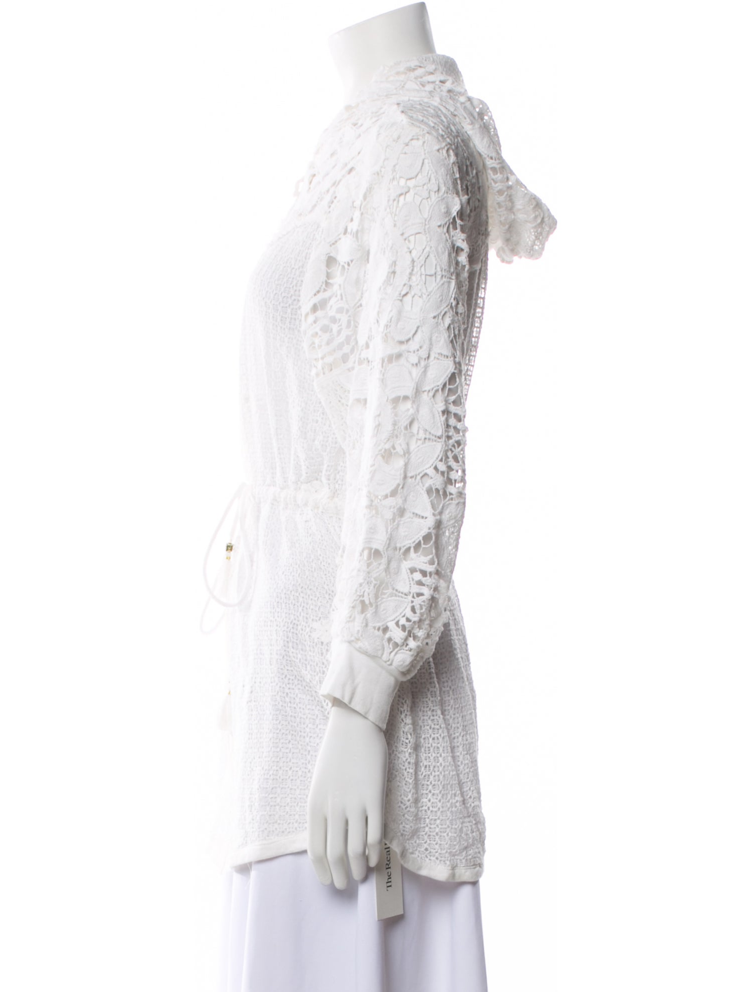 Miguelina Lace Pattern V-Neck Sweater