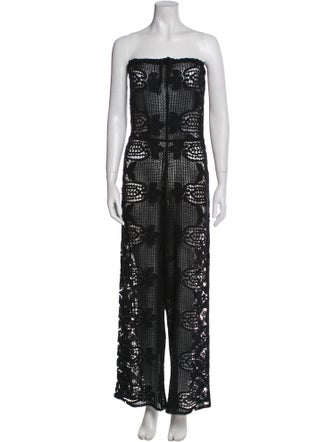 Miguelina Lace Pattern Strapless Jumpsuit