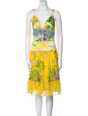 Miguelina Silk Knee-Length Dress