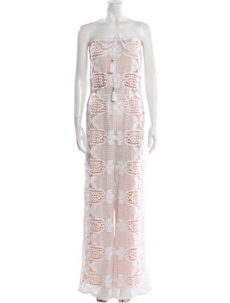 Miguelina Lace Pattern Strapless Jumpsuit