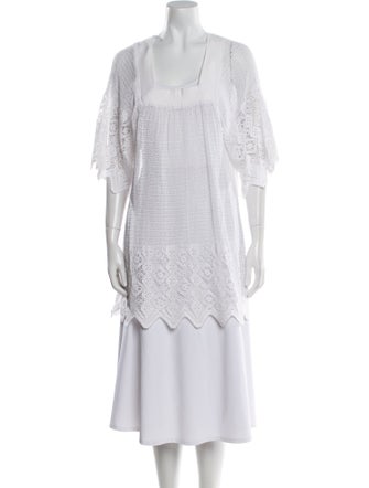 Miguelina Lace Pattern Square Neckline Tunic