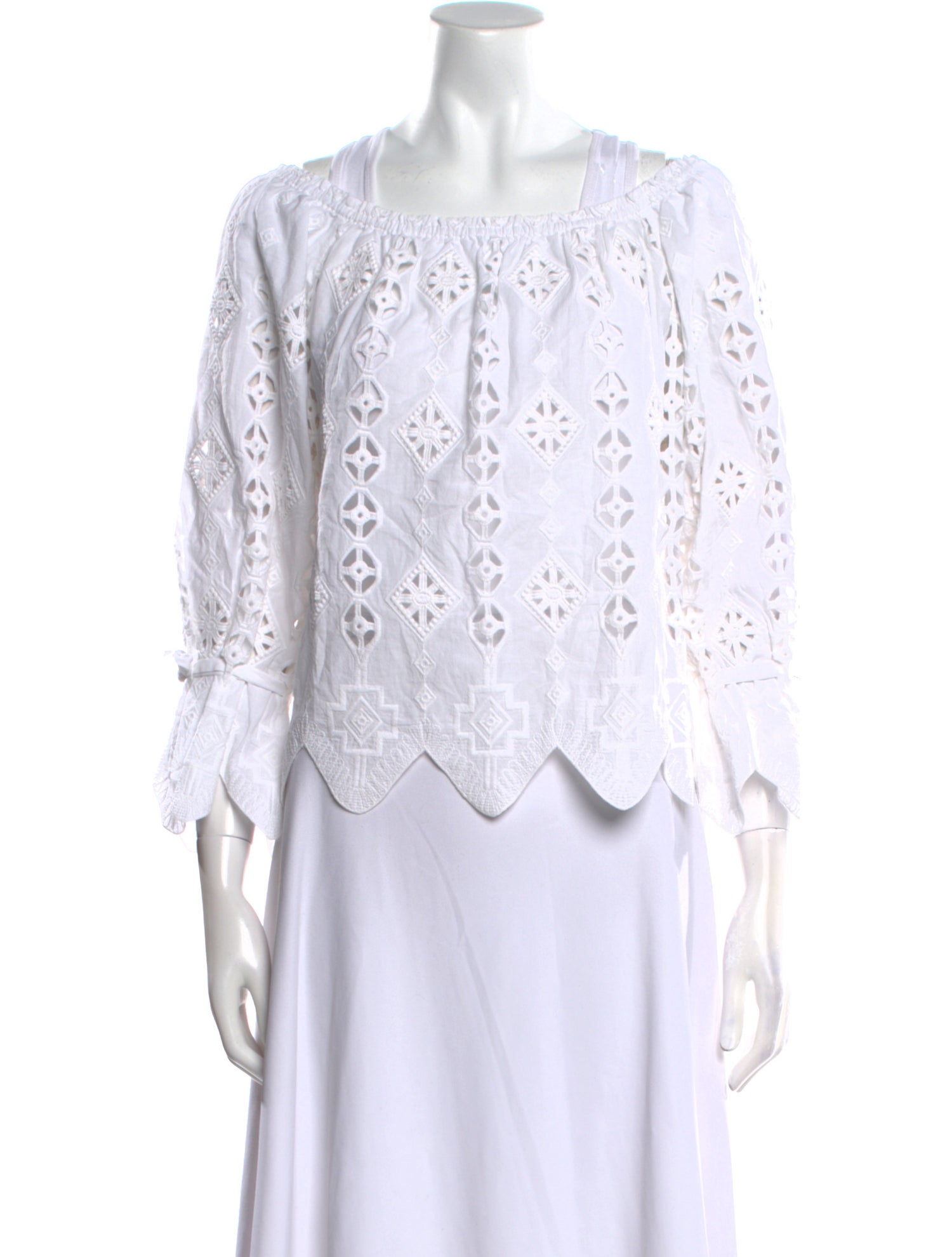 Miguelina Square Neckline Three-Quarter Sleeve Blouse