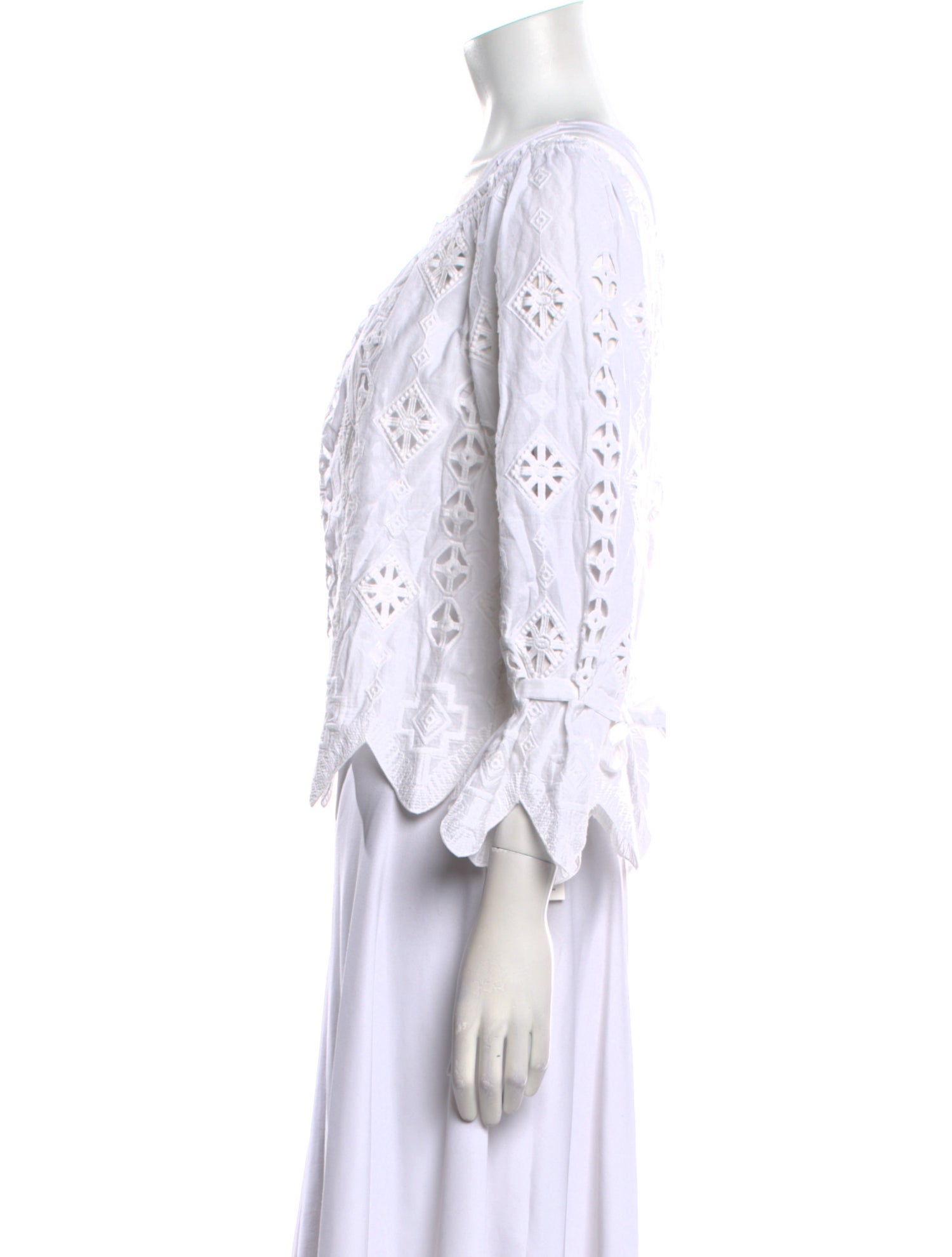 Miguelina Square Neckline Three-Quarter Sleeve Blouse