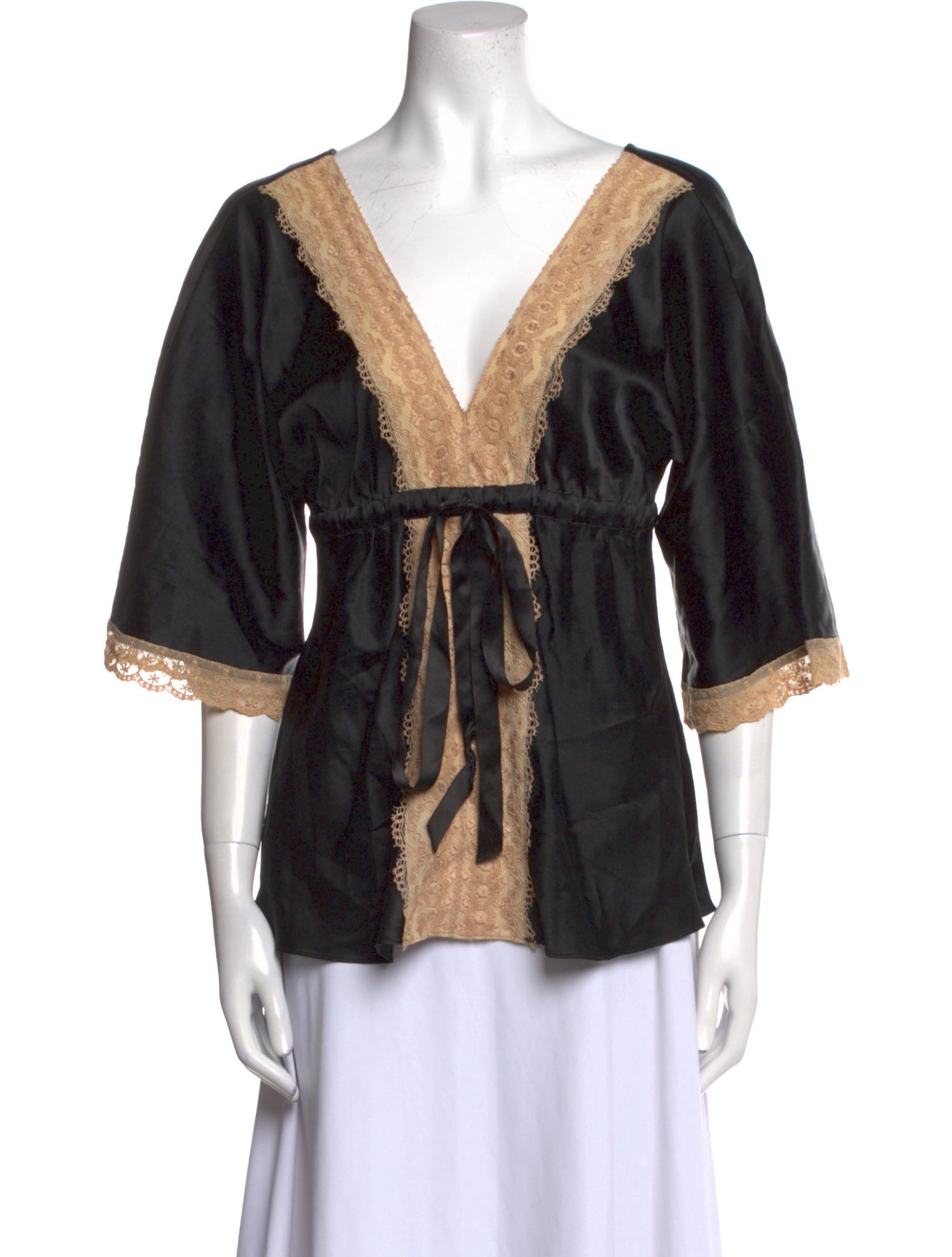 Miguelina Silk Lace Pattern Blouse