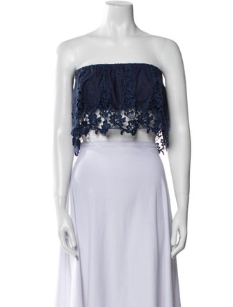 Miguelina Lace Pattern Strapless Crop Top