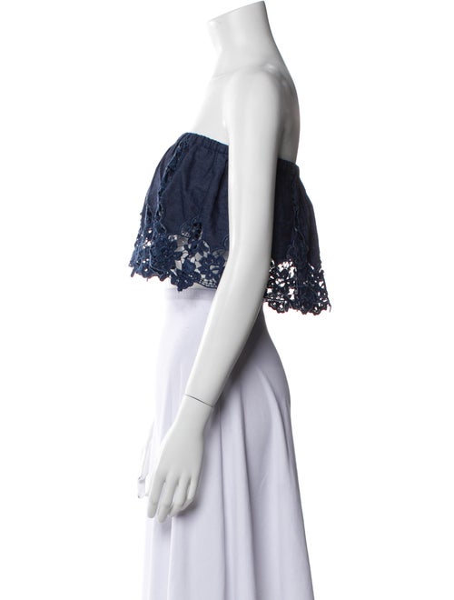 Miguelina Lace Pattern Strapless Crop Top