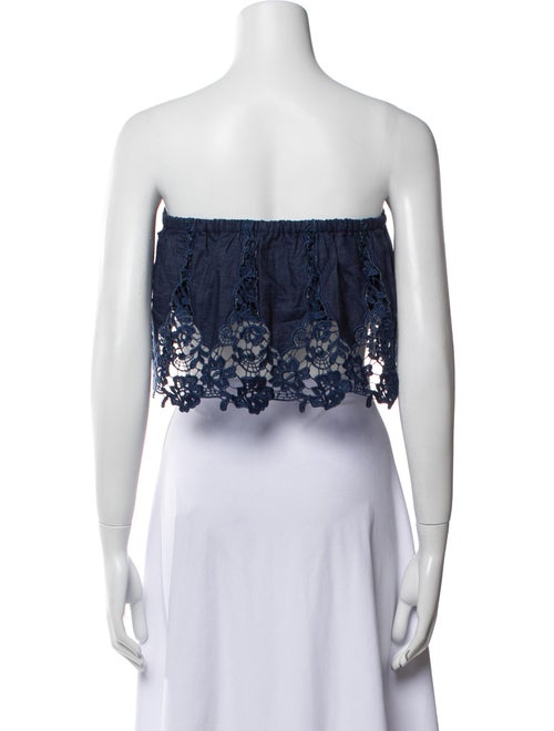 Miguelina Lace Pattern Strapless Crop Top