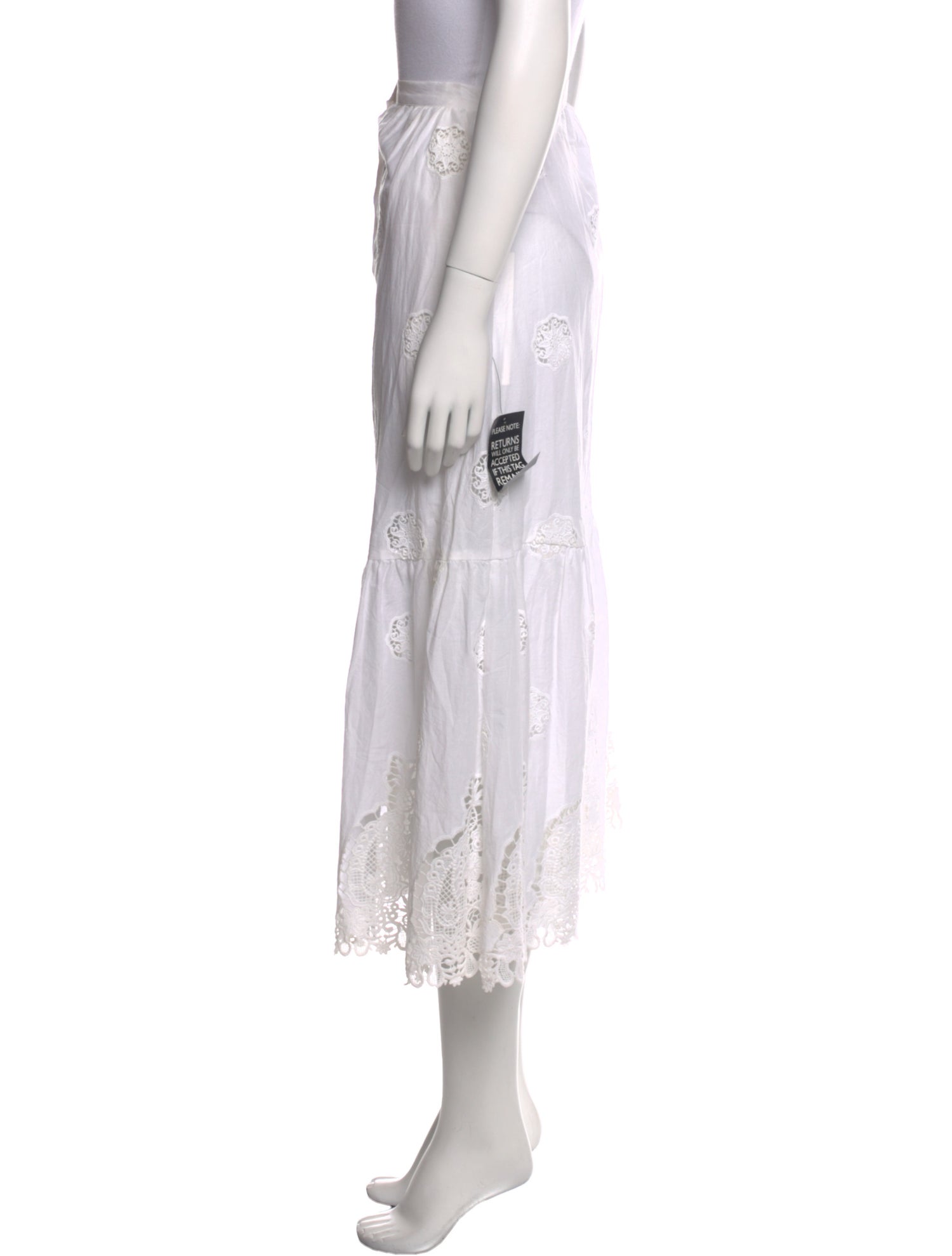 Miguelina Eyelet Trim Midi Length Skirt