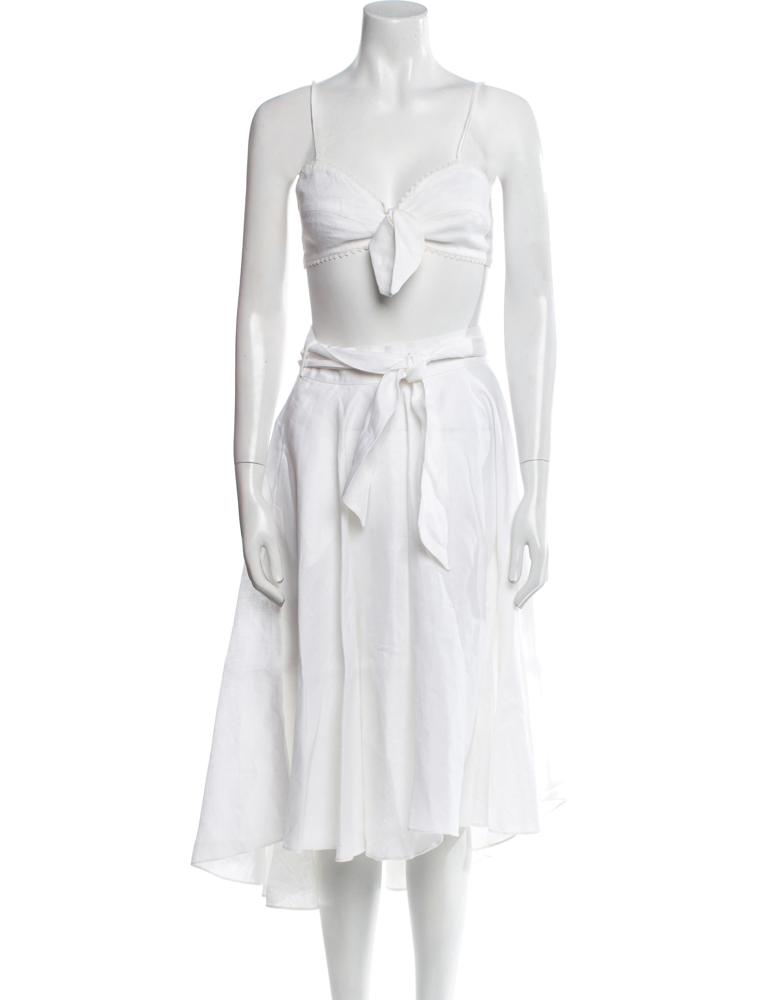Miguelina Linen Bow Accents Skirt Set