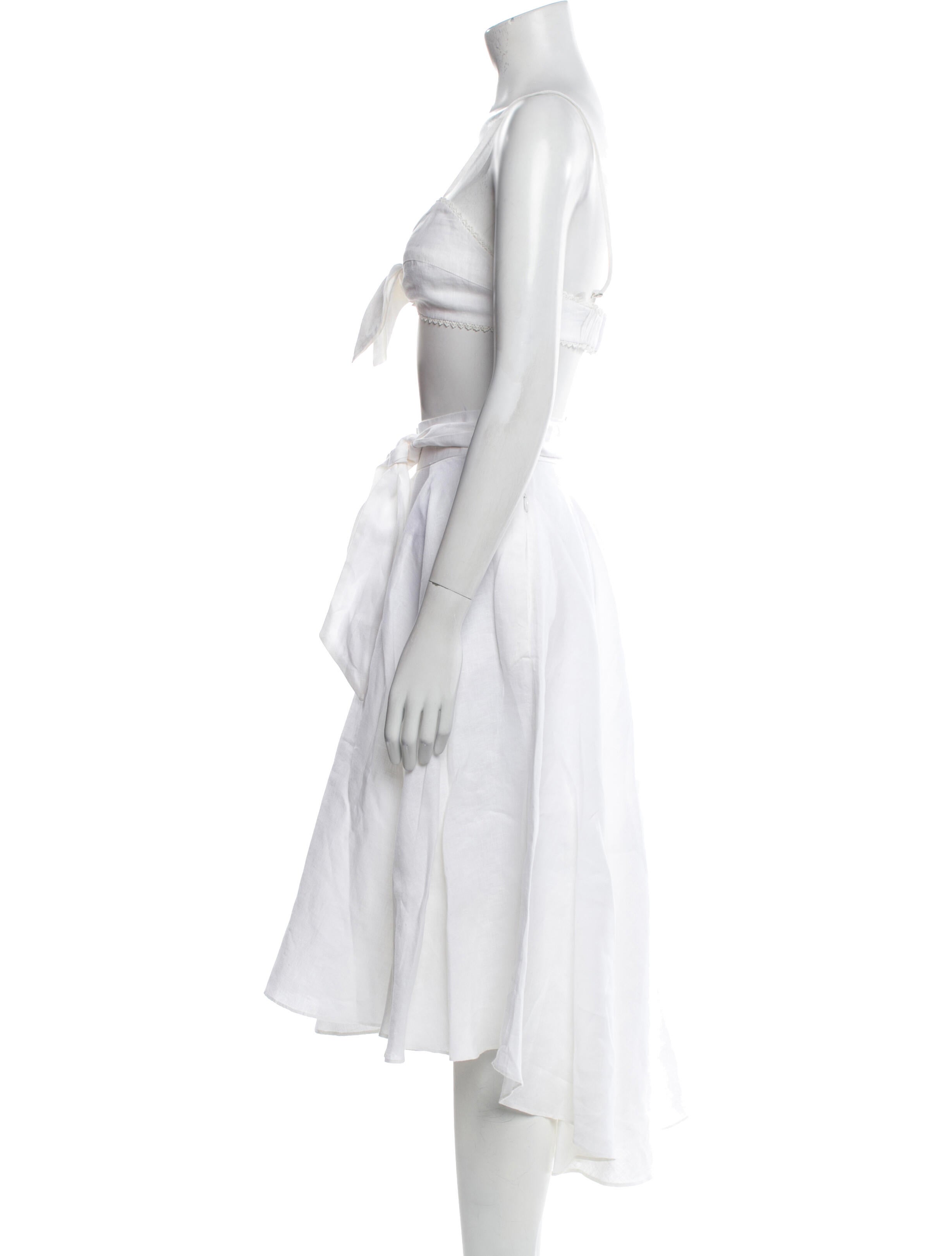 Miguelina Linen Bow Accents Skirt Set