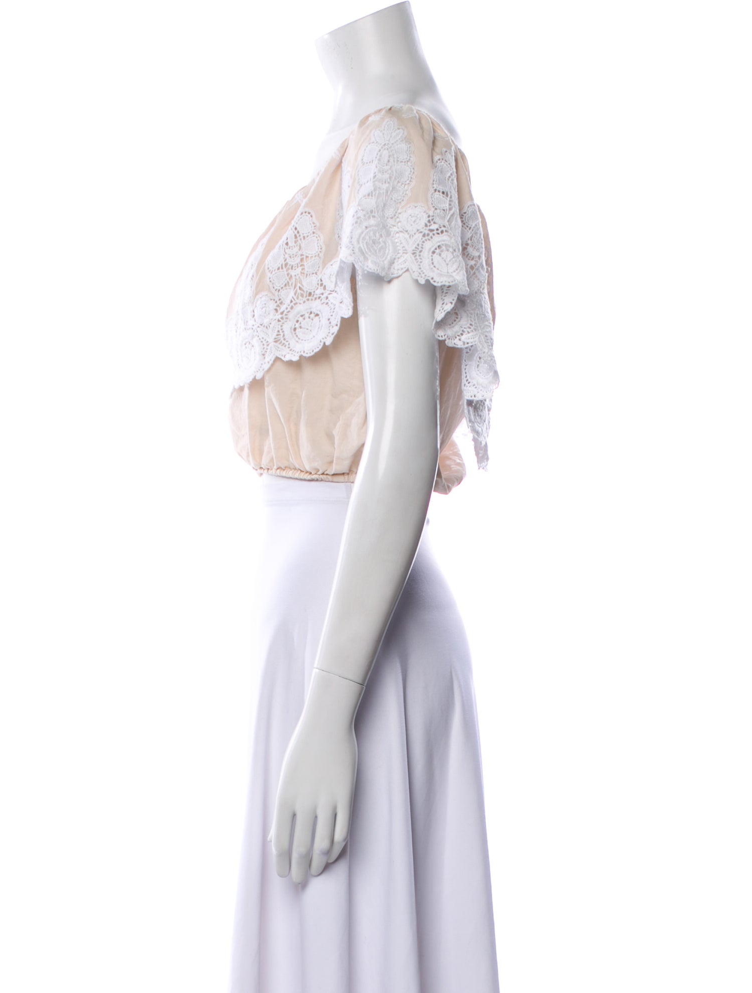 Miguelina Bateau Neckline Short Sleeve Crop Top