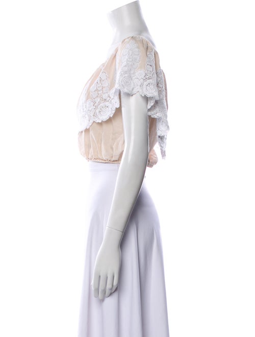 Miguelina Bateau Neckline Short Sleeve Crop Top