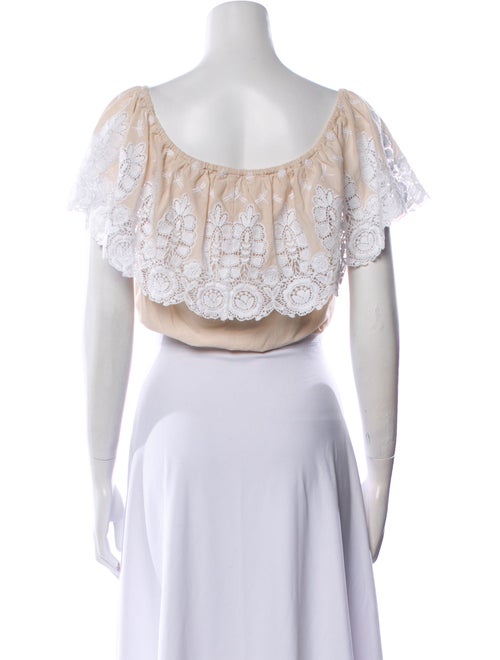 Miguelina Bateau Neckline Short Sleeve Crop Top