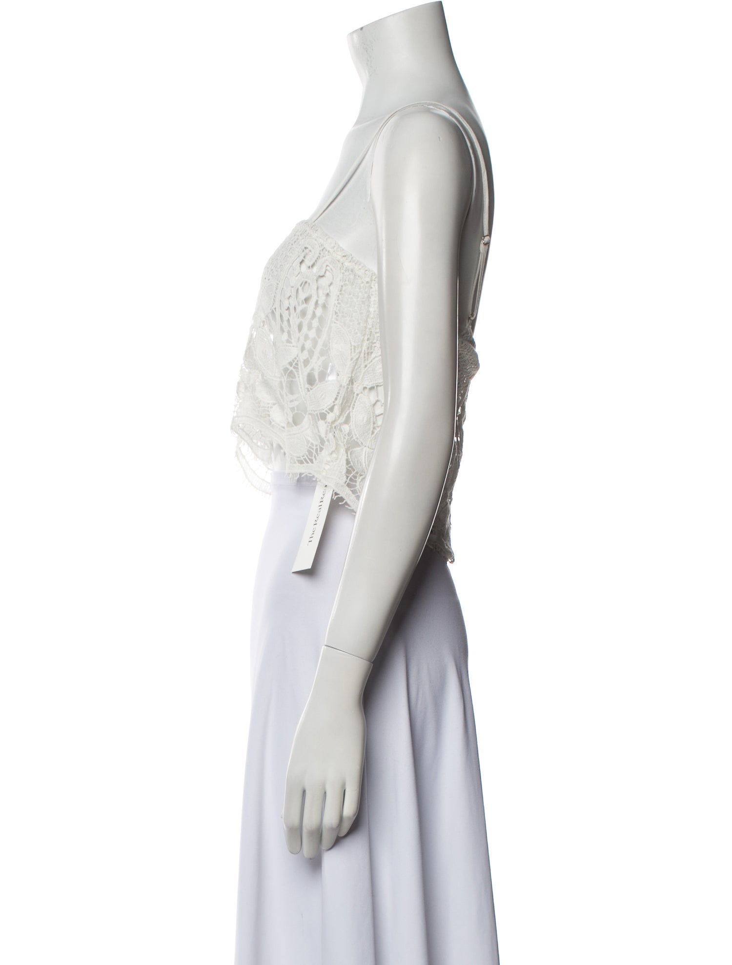 Miguelina Lace Pattern Square Neckline Crop Top