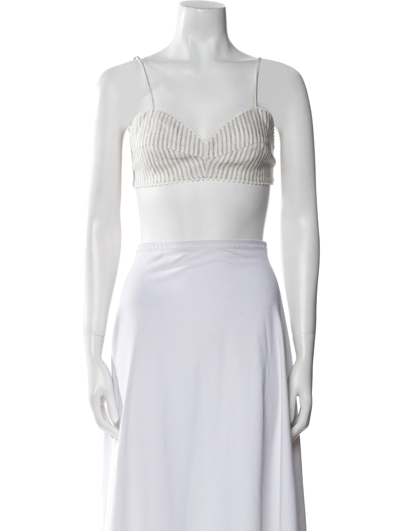 Miguelina Linen Square Neckline Crop Top