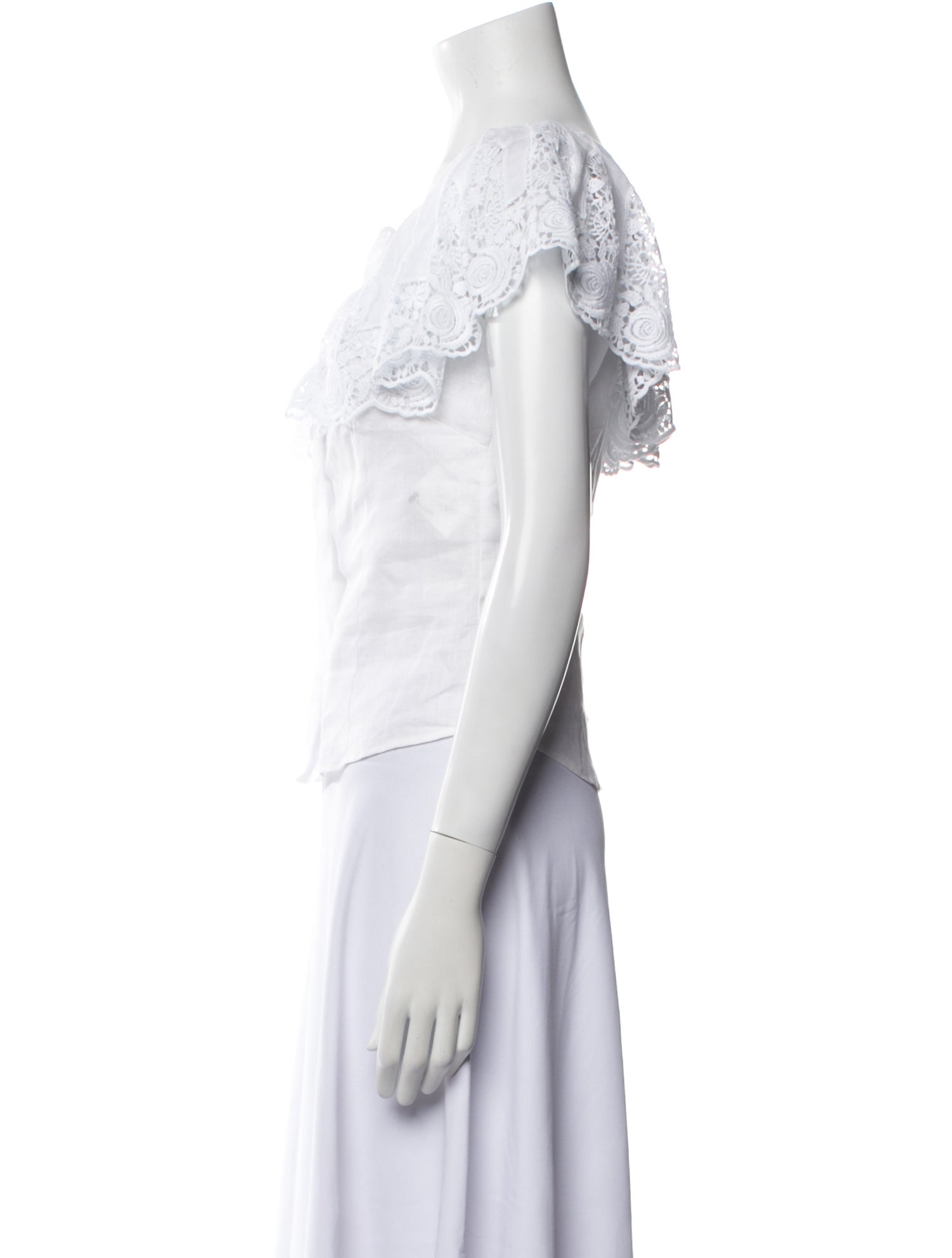 Miguelina Linen Scoop Neck Button-Up Top