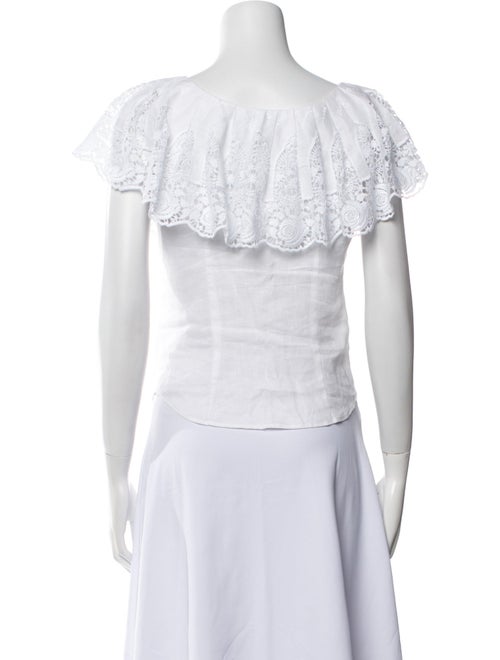 Miguelina Linen Scoop Neck Button-Up Top