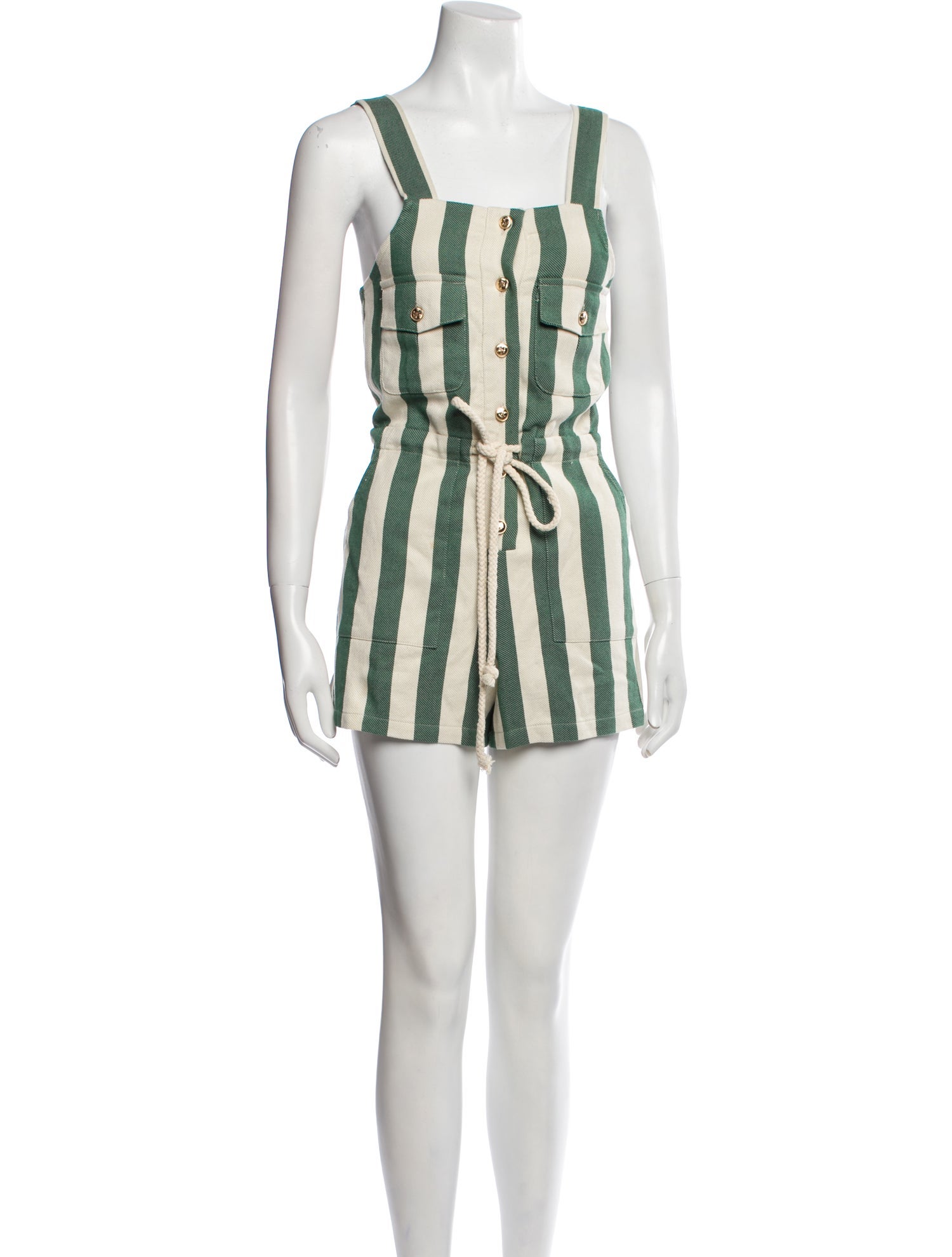 Miguelina Striped Square Neckline Romper