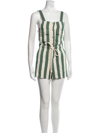 Miguelina Striped Square Neckline Romper