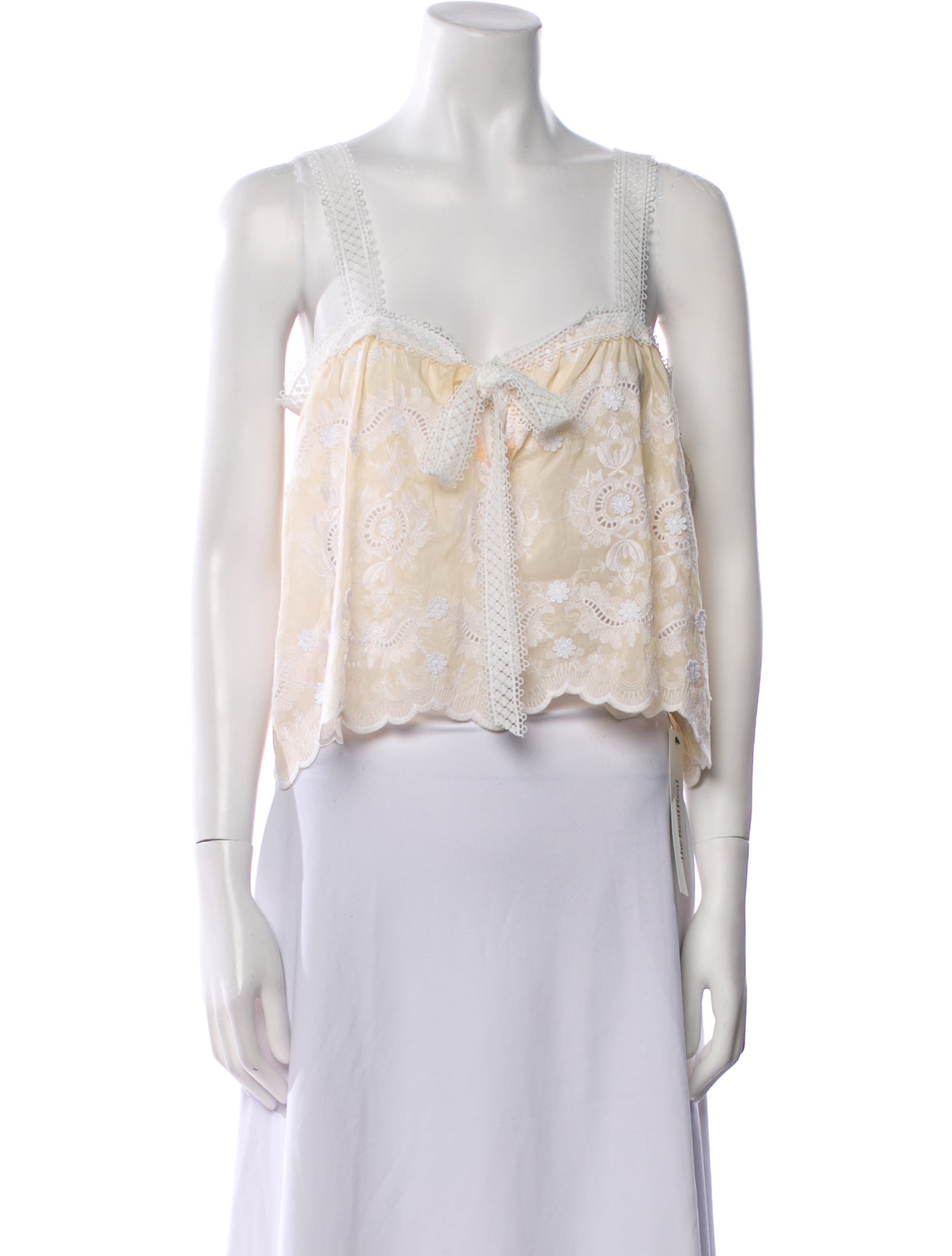 Miguelina Silk Square Neckline Crop Top w/ Tags