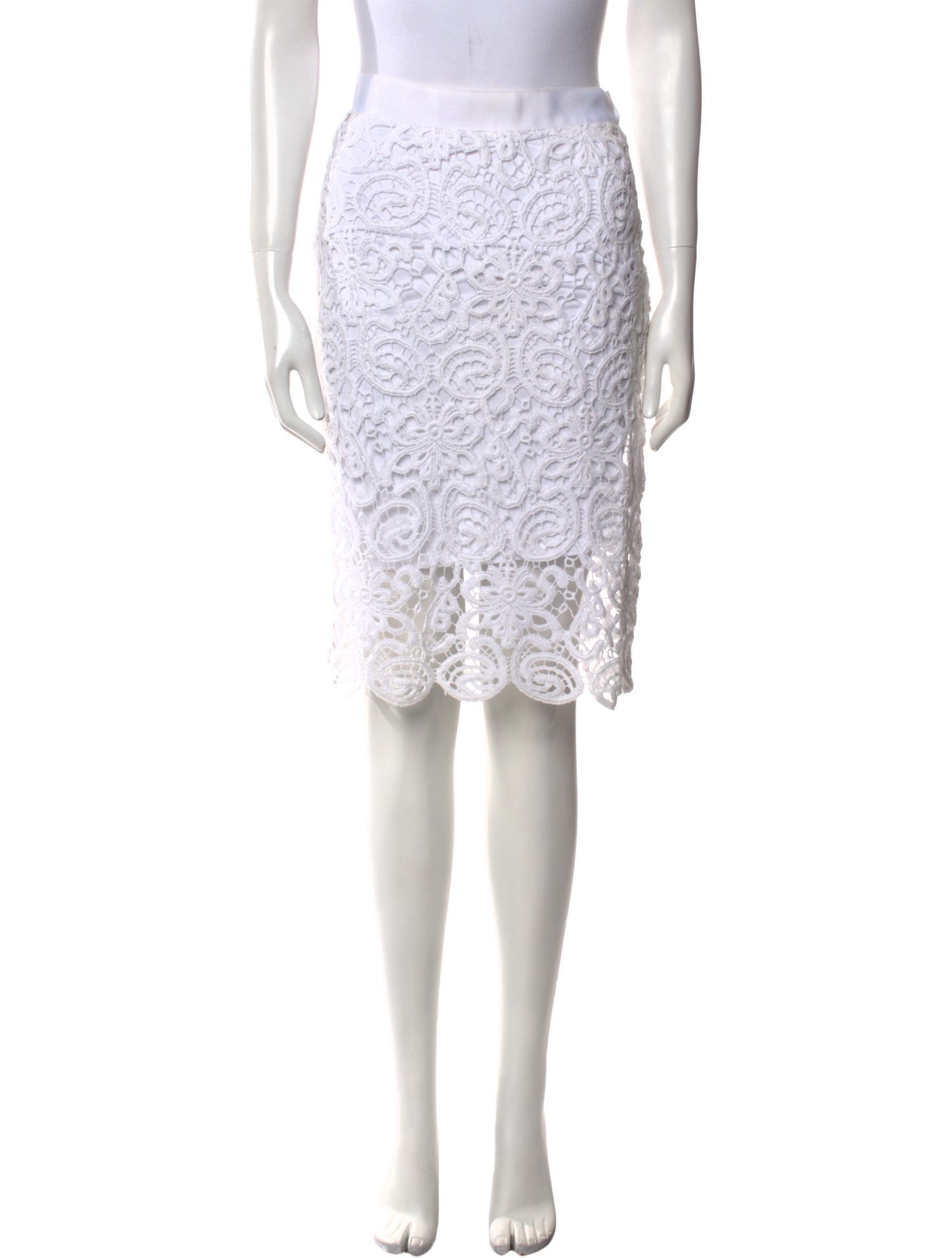 Miguelina Lace Pattern Knee-Length Skirt