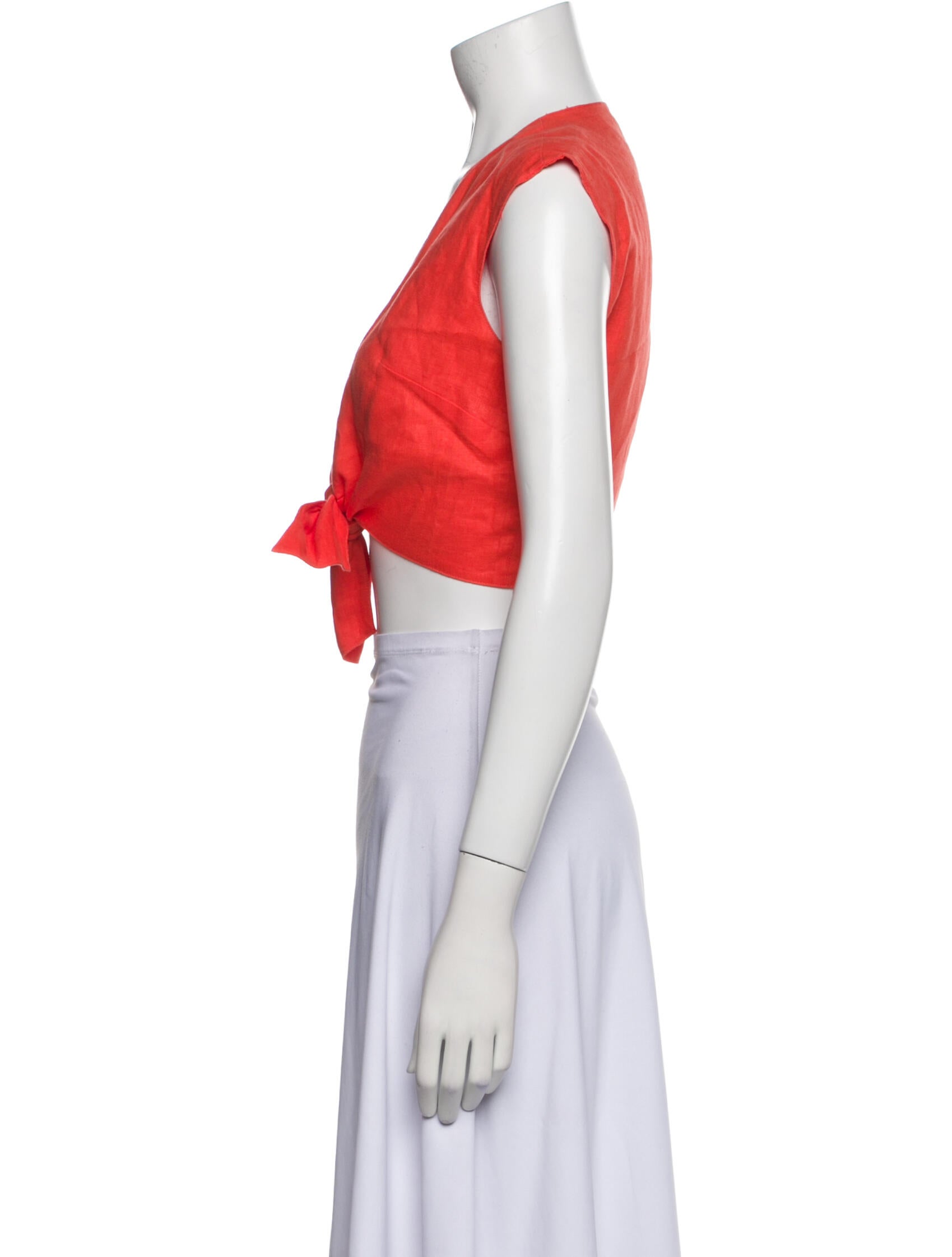 Miguelina Linen V-Neck Crop Top