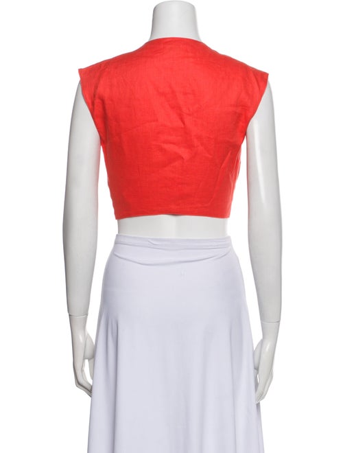 Miguelina Linen V-Neck Crop Top