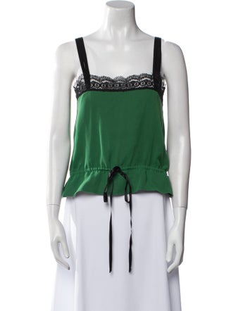 Miguelina Silk Square Neckline Crop Top