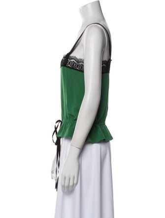 Miguelina Silk Square Neckline Crop Top