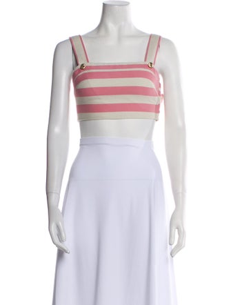 Miguelina Striped Square Neckline Crop Top