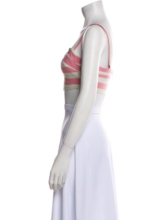 Miguelina Striped Square Neckline Crop Top