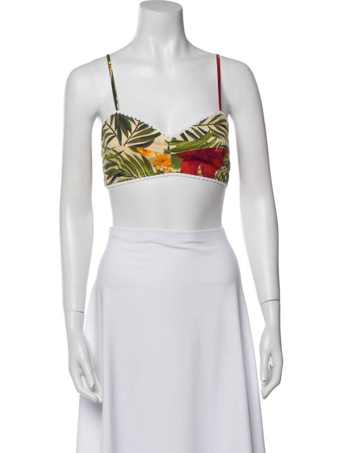 Miguelina Printed Square Neckline Crop Top