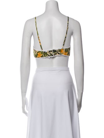 Miguelina Printed Square Neckline Crop Top