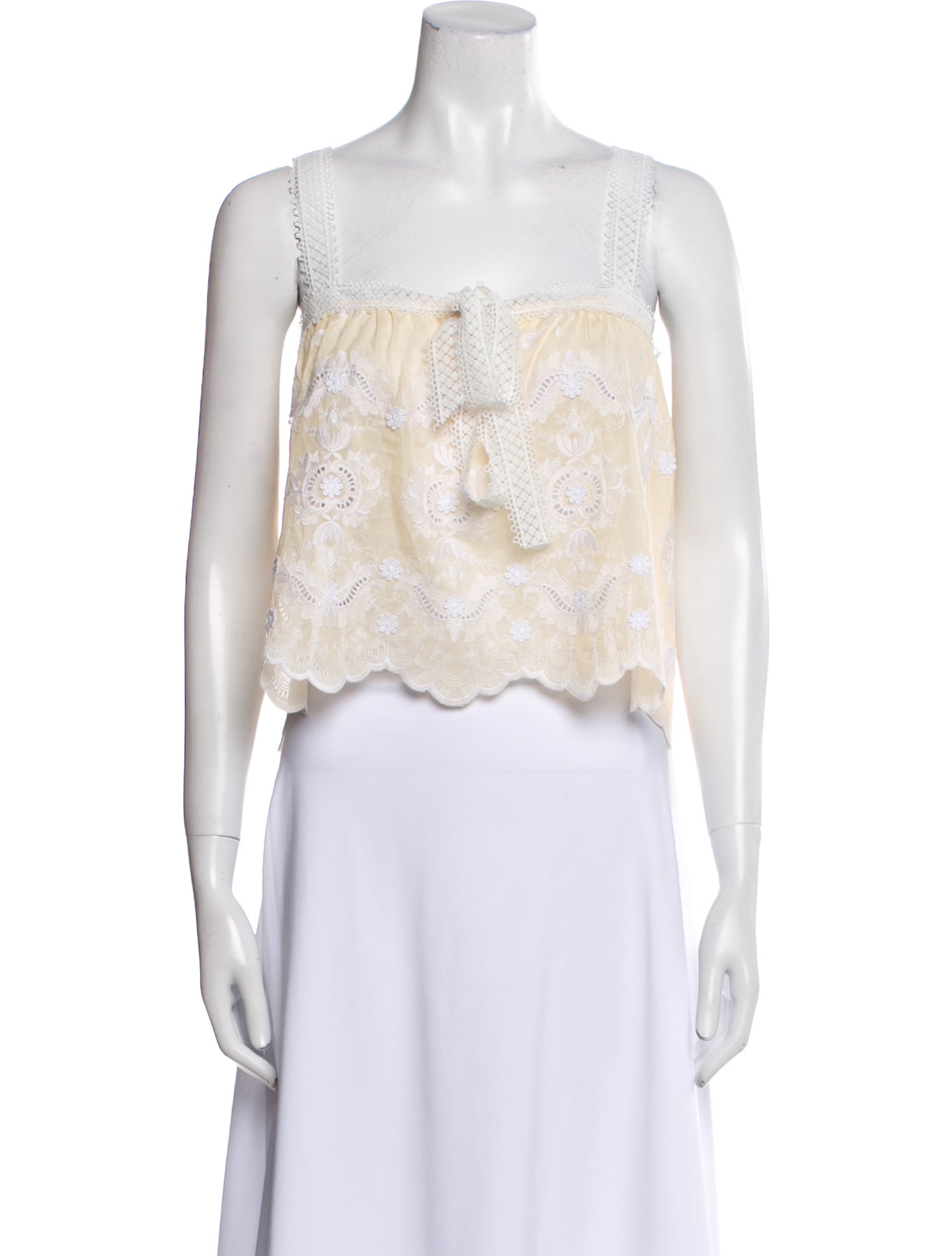 Miguelina Silk Square Neckline Crop Top