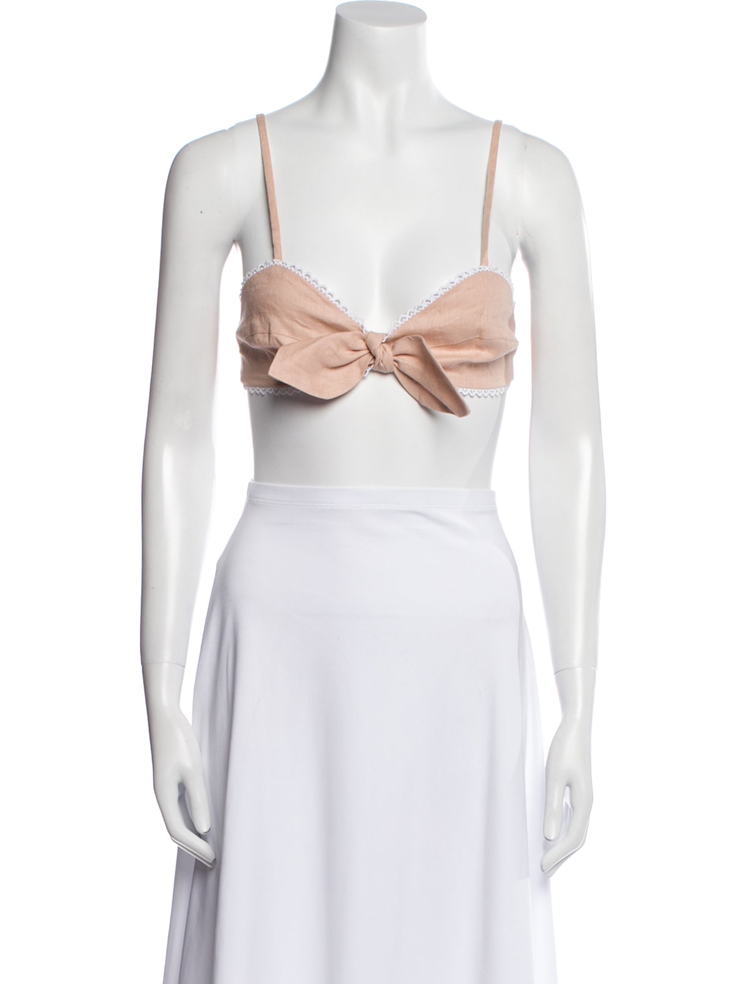 Miguelina Linen V-Neck Crop Top