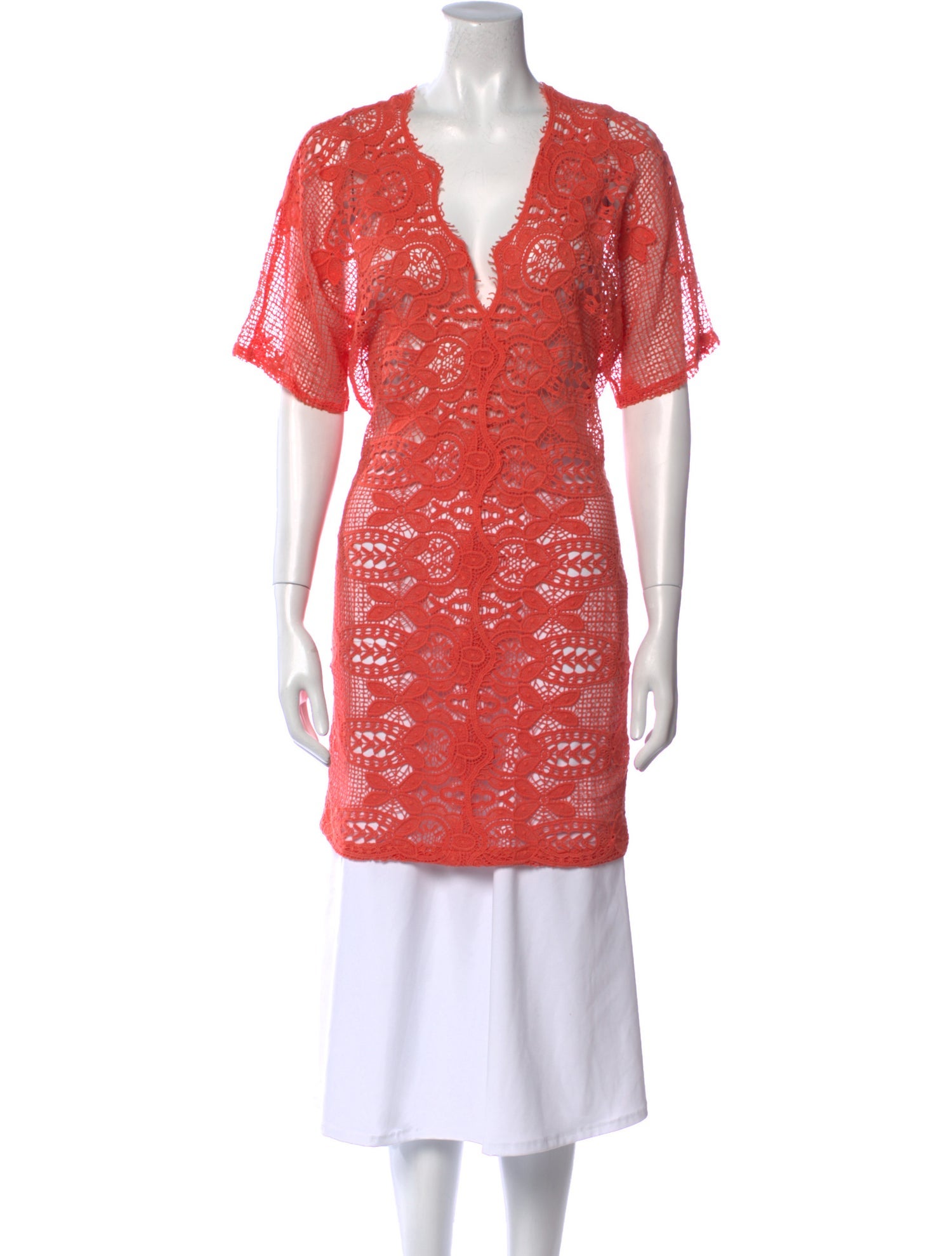 Miguelina Lace Pattern V-Neck Tunic