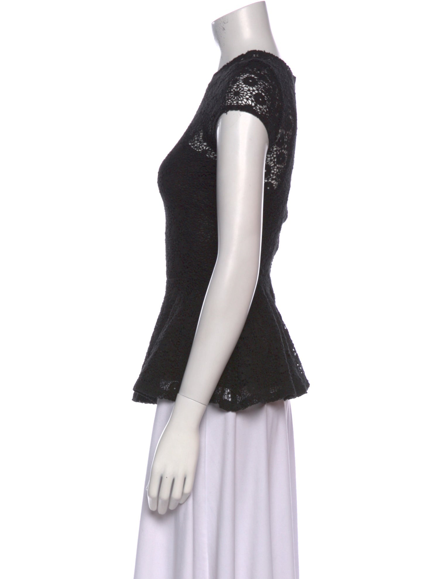 Miguelina Lace Pattern Crew Neck Blouse