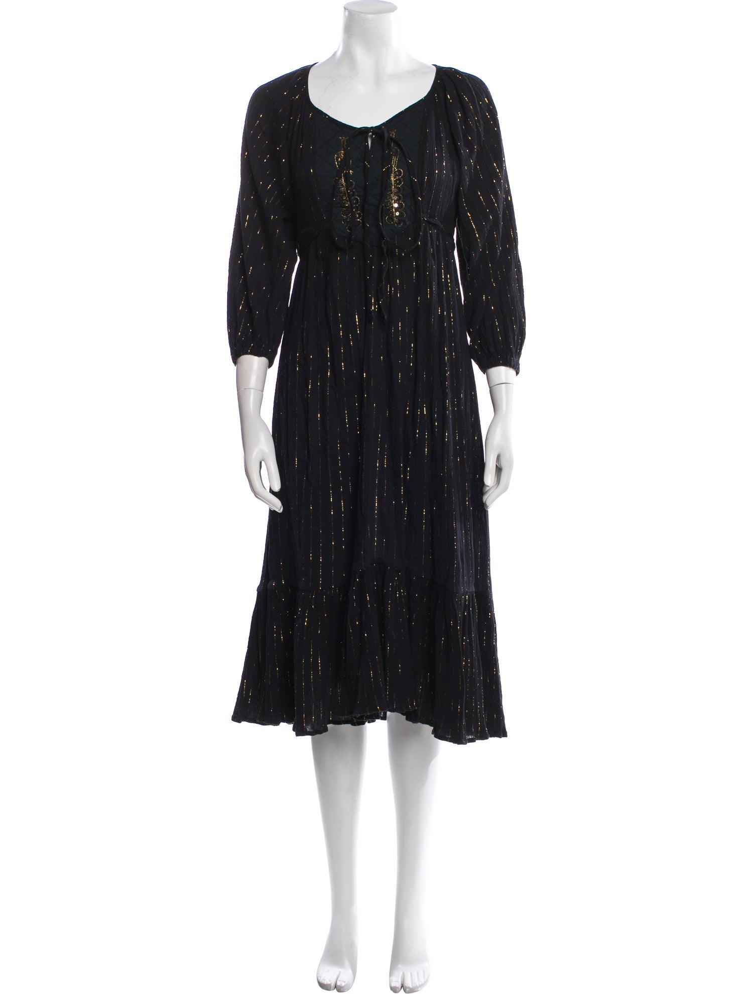 Miguelina Striped Midi Length Dress