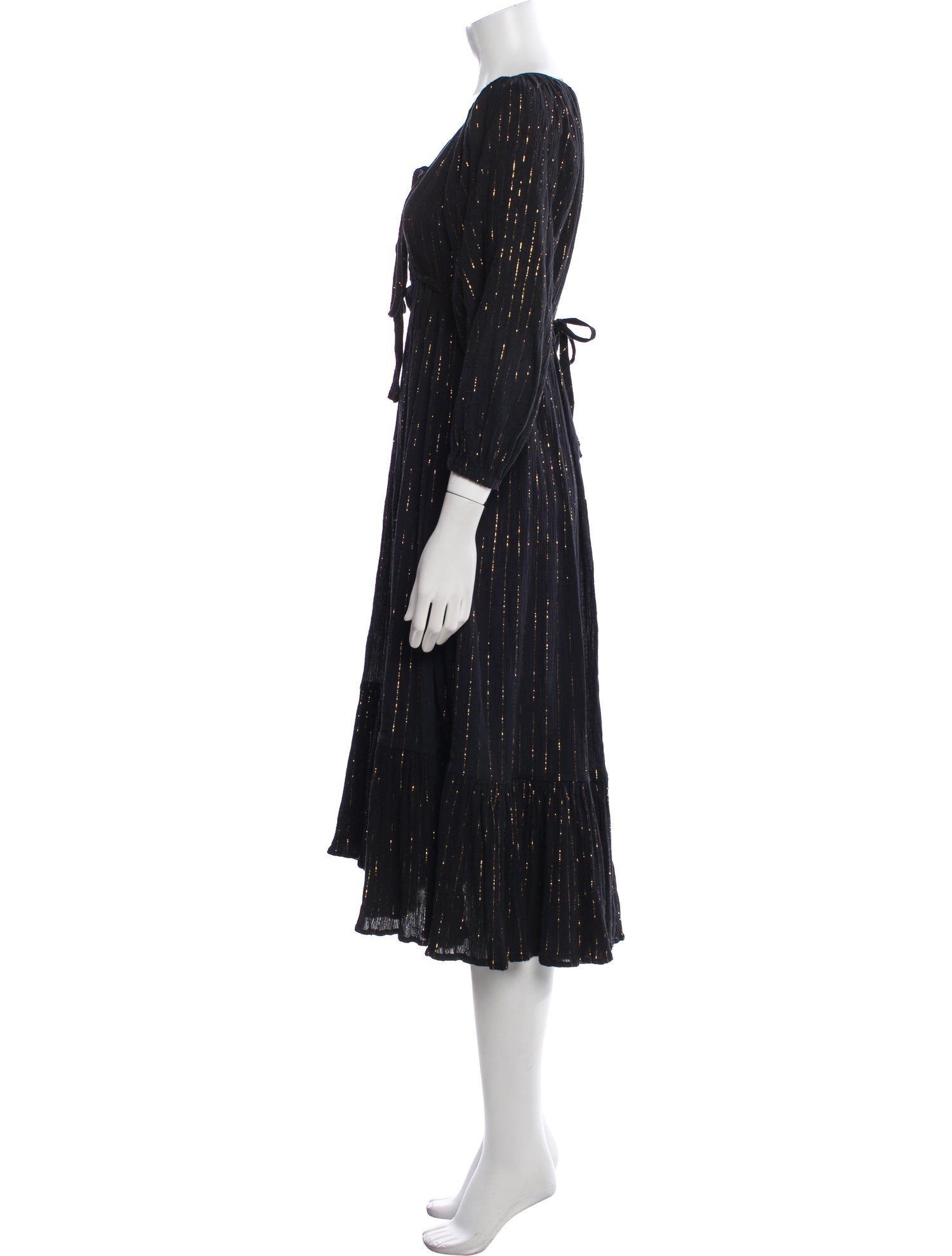 Miguelina Striped Midi Length Dress