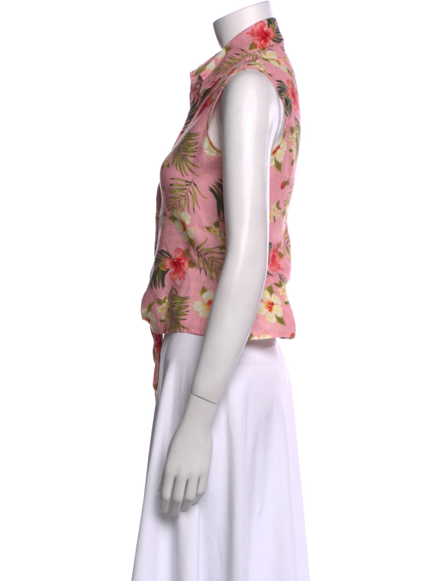 Miguelina Linen Floral Print Crop Top