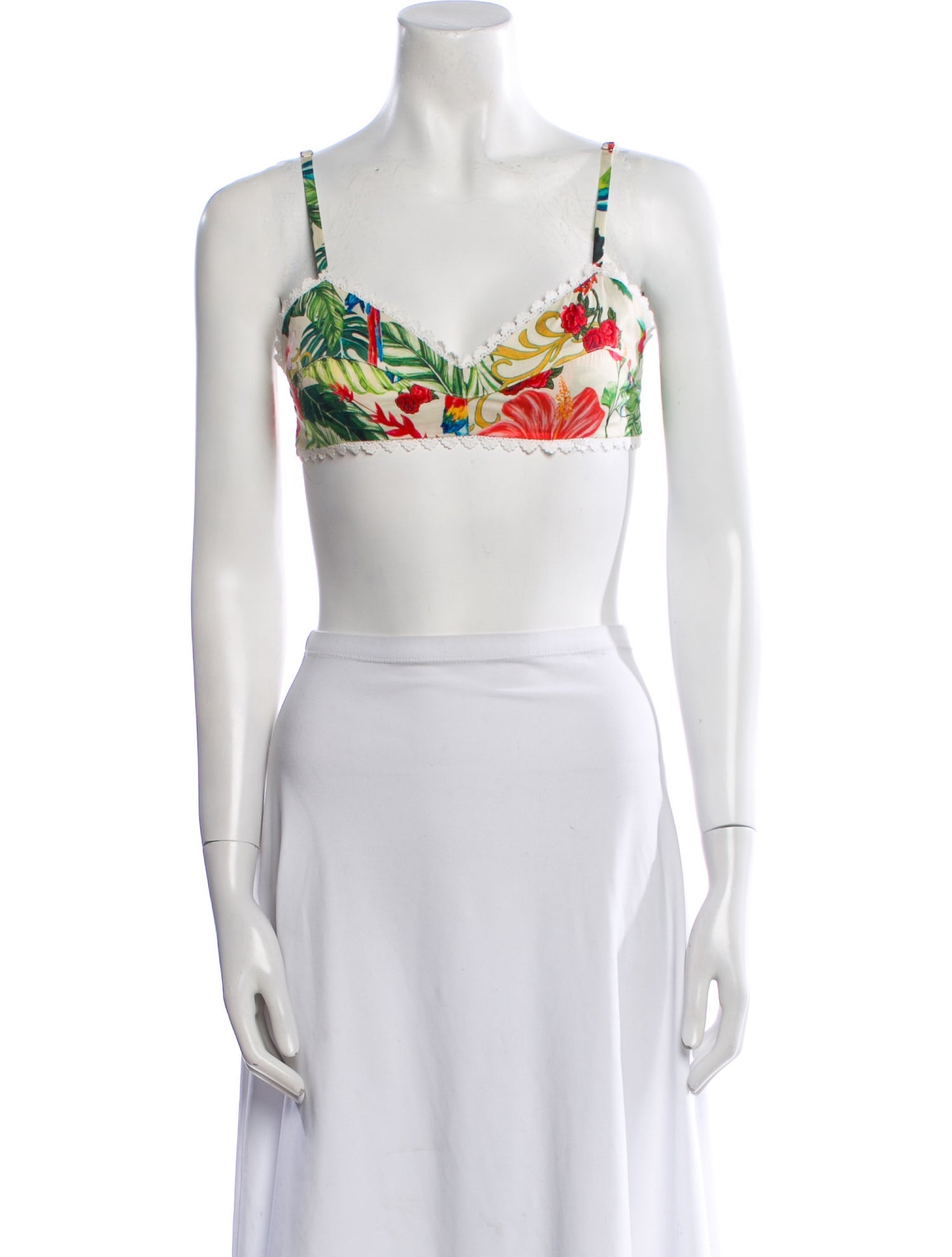 Miguelina Floral Print V-Neck Crop Top