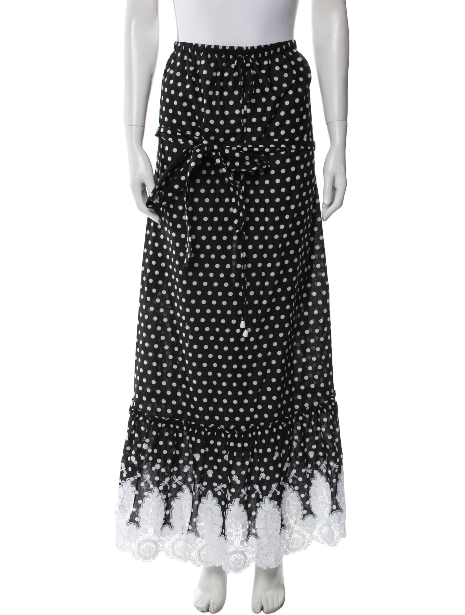 Miguelina Polka Dot Print Midi Length Skirt
