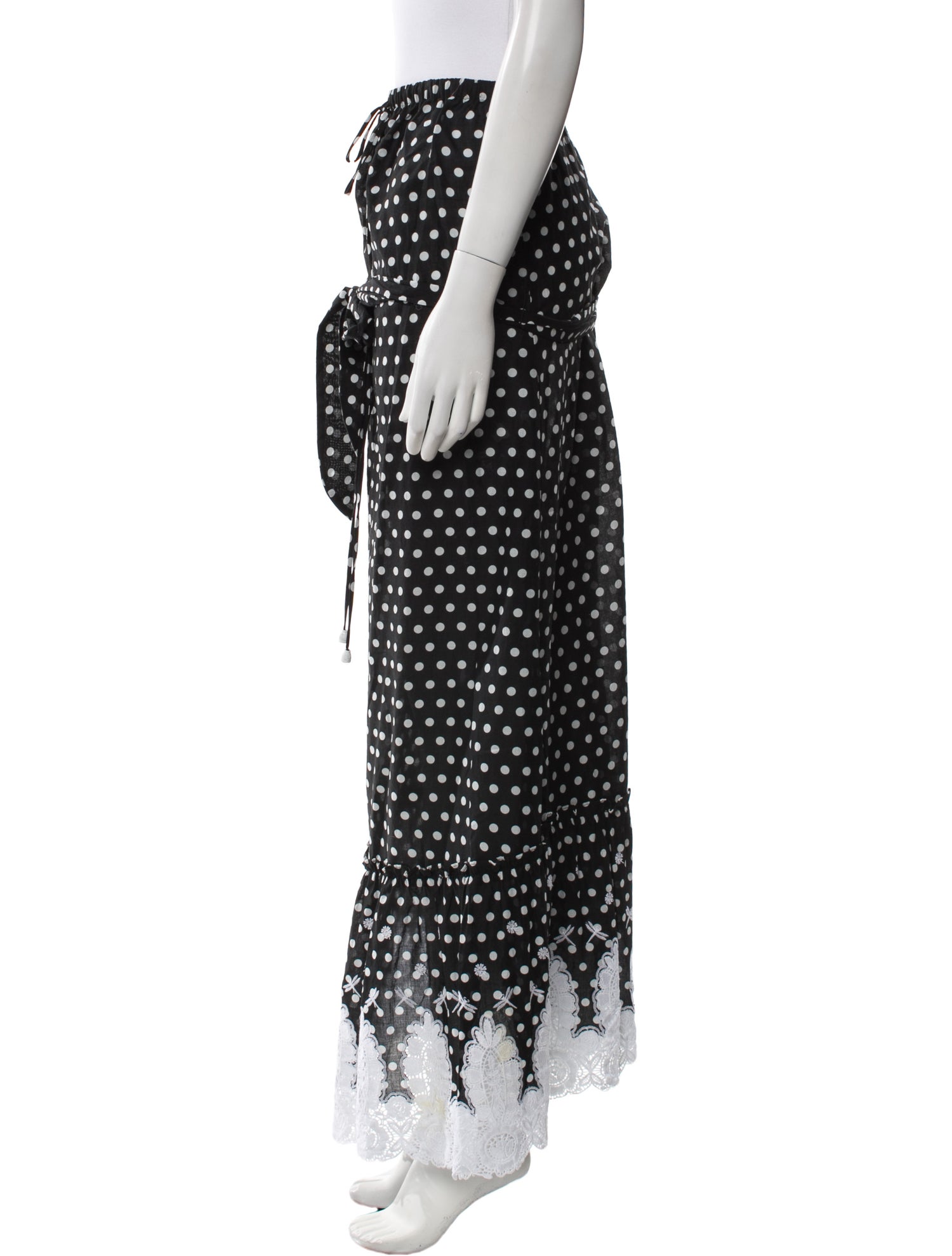 Miguelina Polka Dot Print Midi Length Skirt