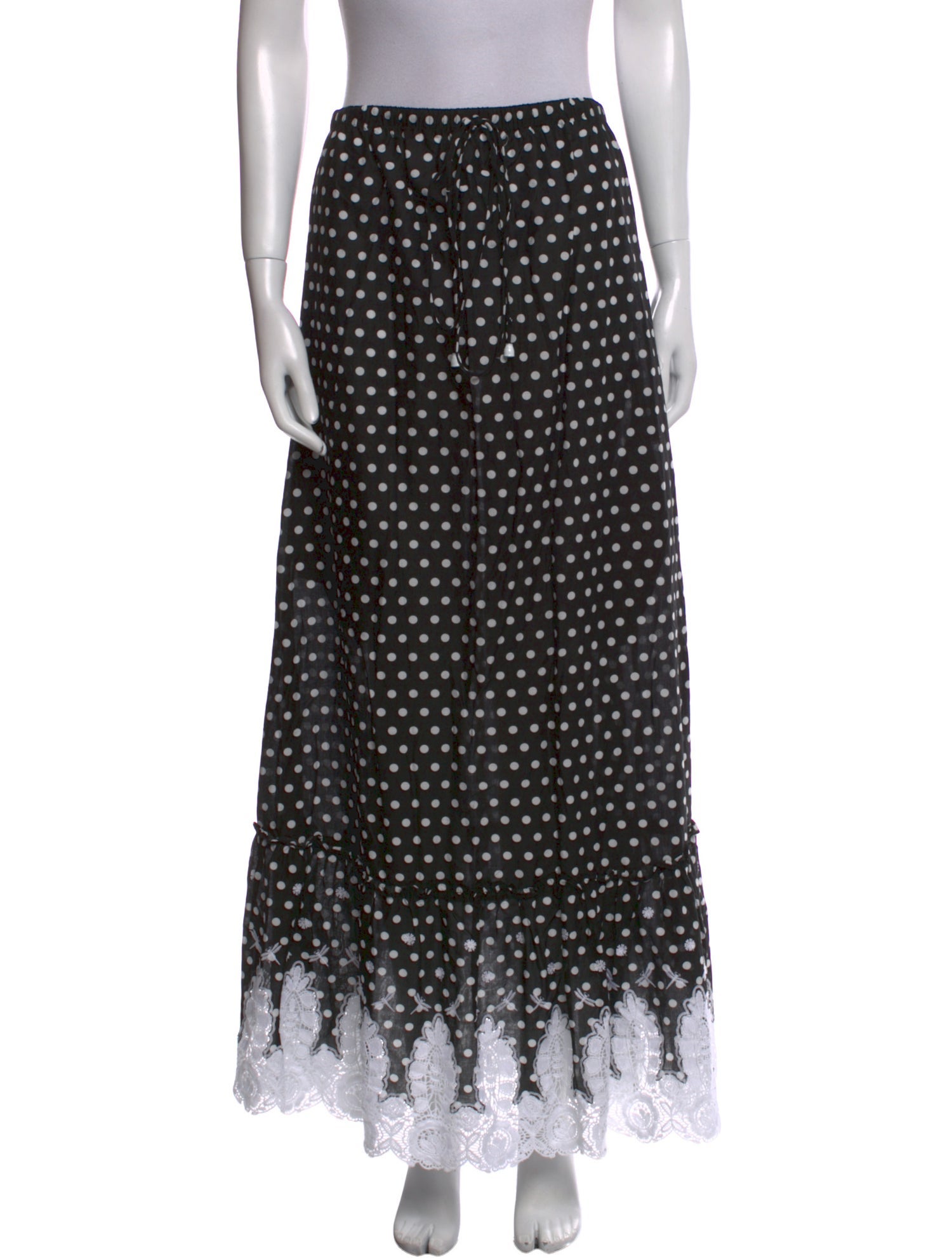 Miguelina Polka Dot Print Long Skirt