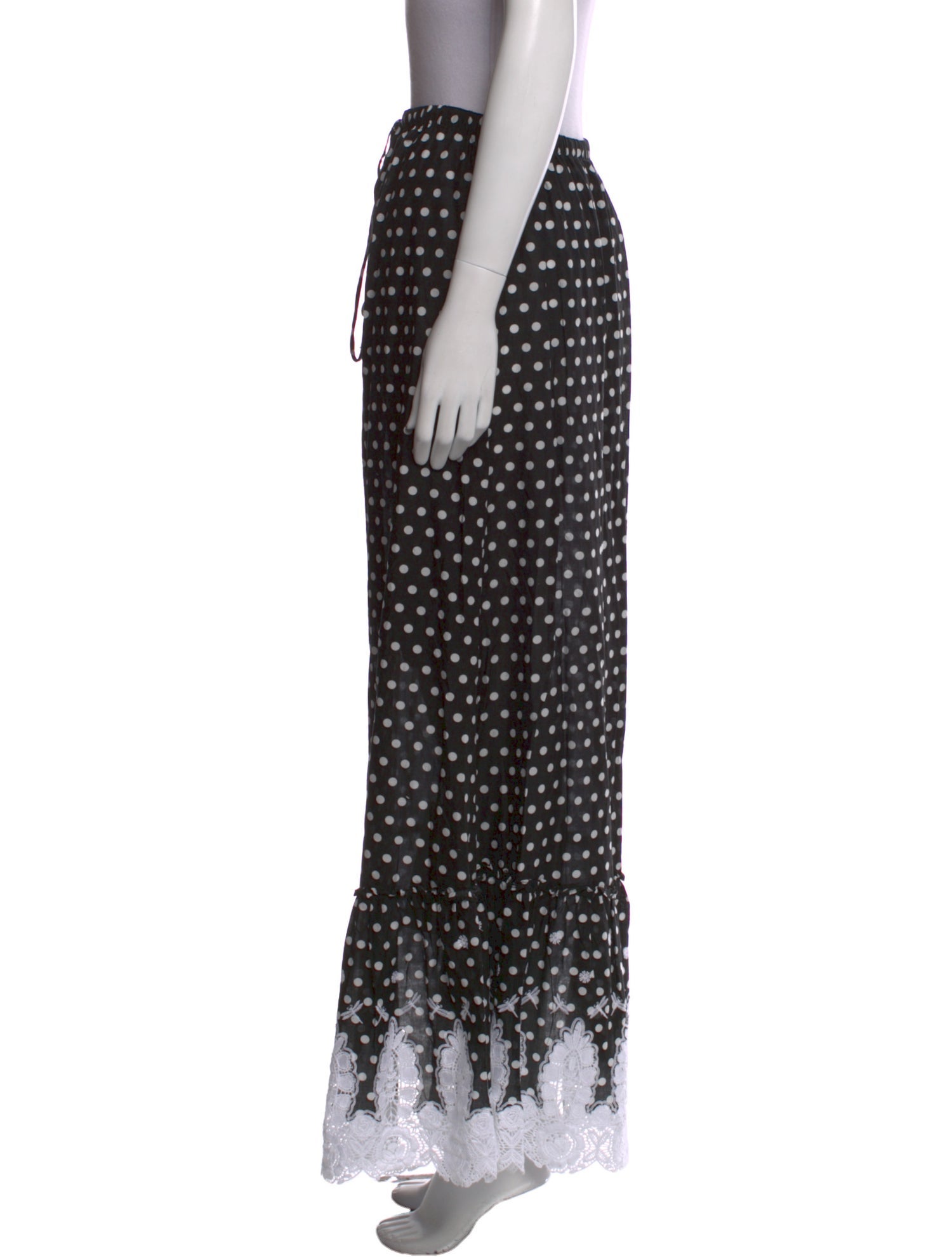 Miguelina Polka Dot Print Long Skirt