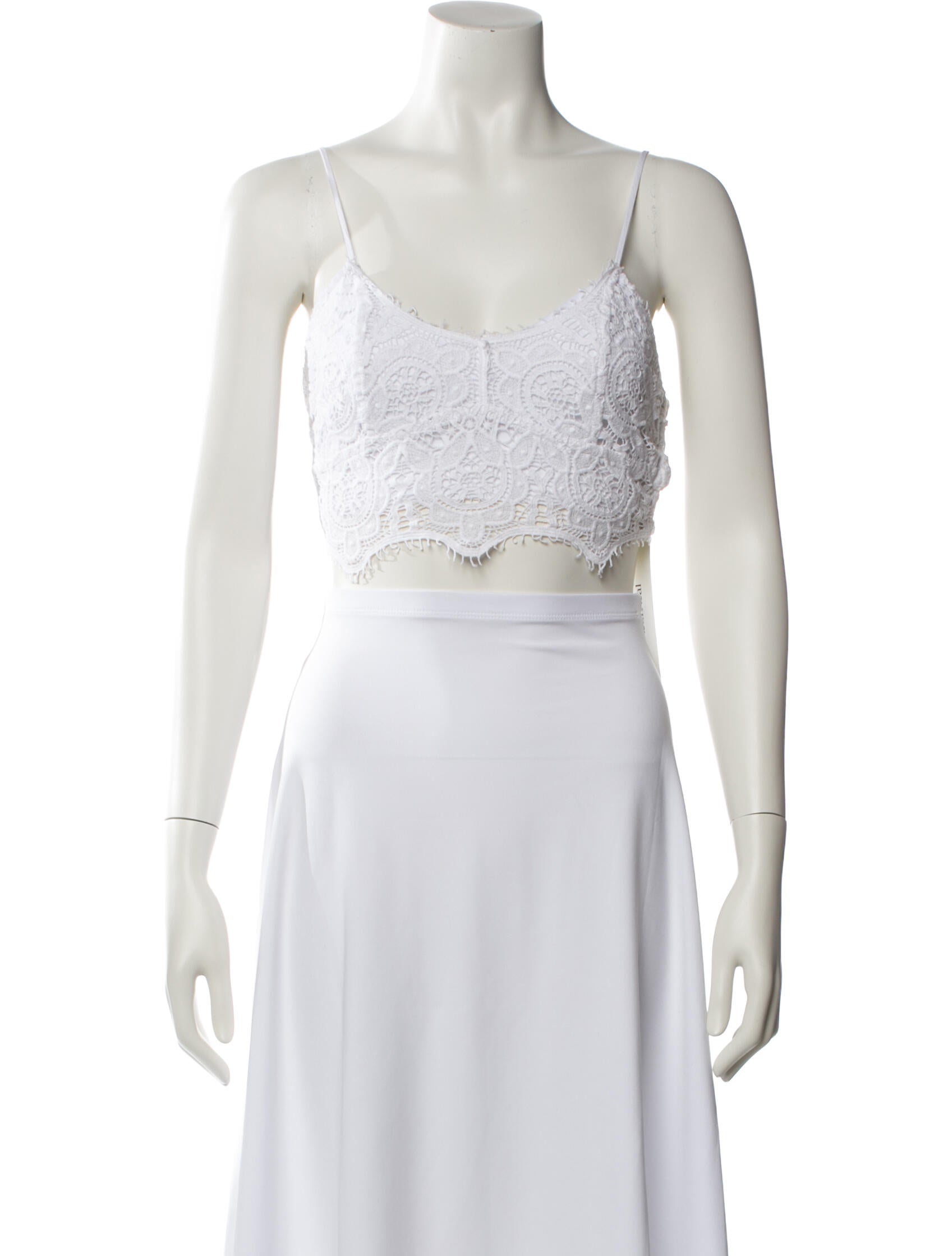 Miguelina Lace Pattern Scoop Neck Crop Top