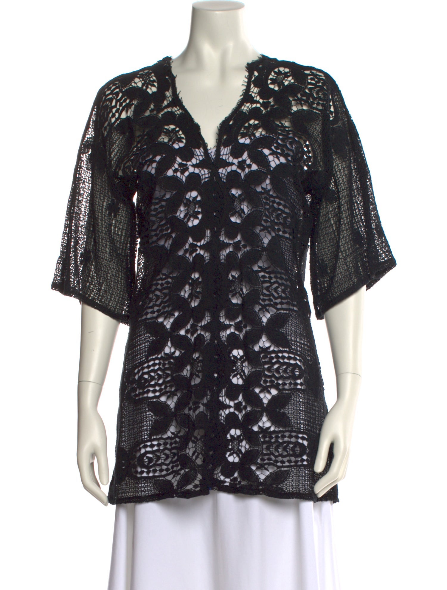 Miguelina Lace Pattern V-Neck Tunic