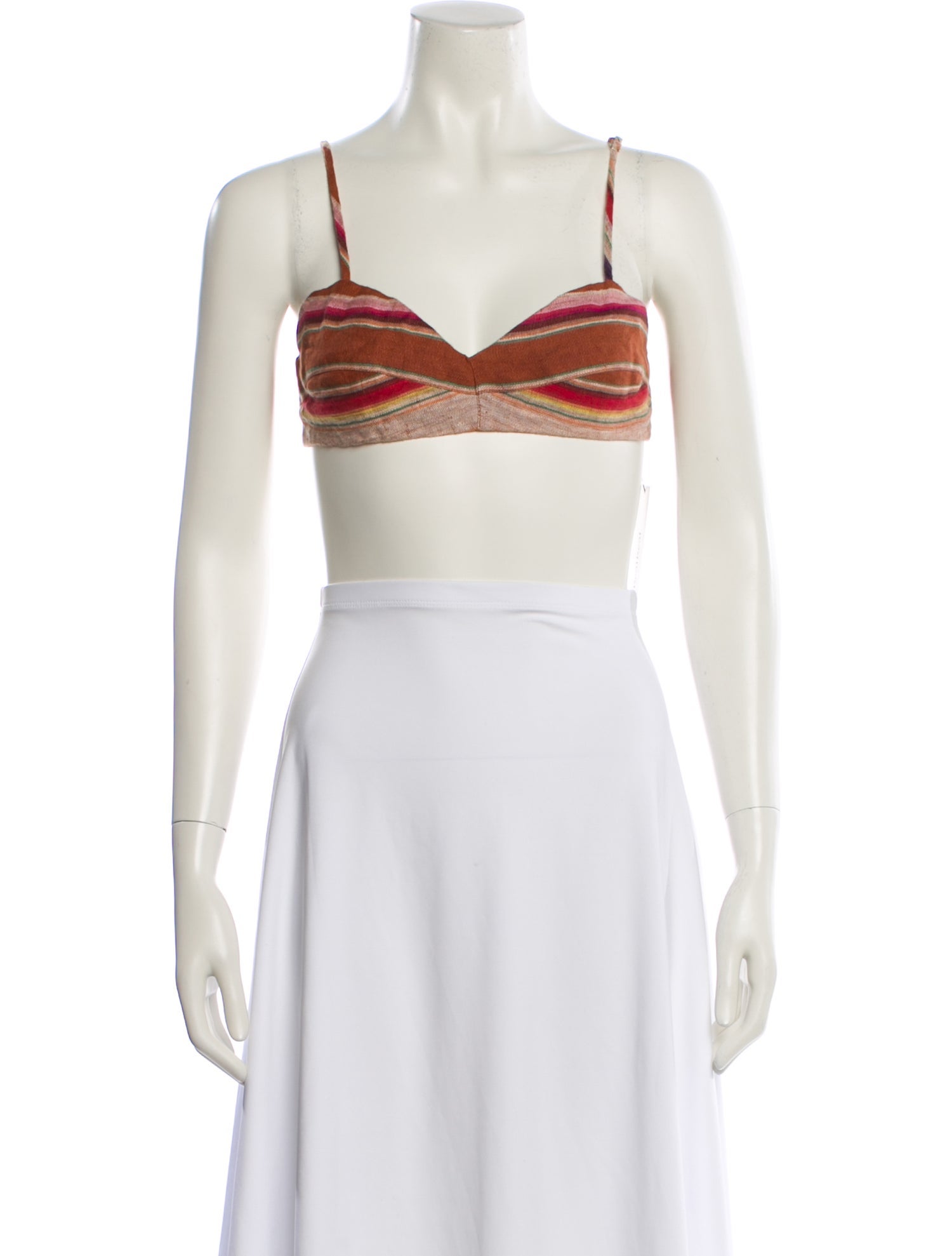 Miguelina Linen V-Neck Crop Top