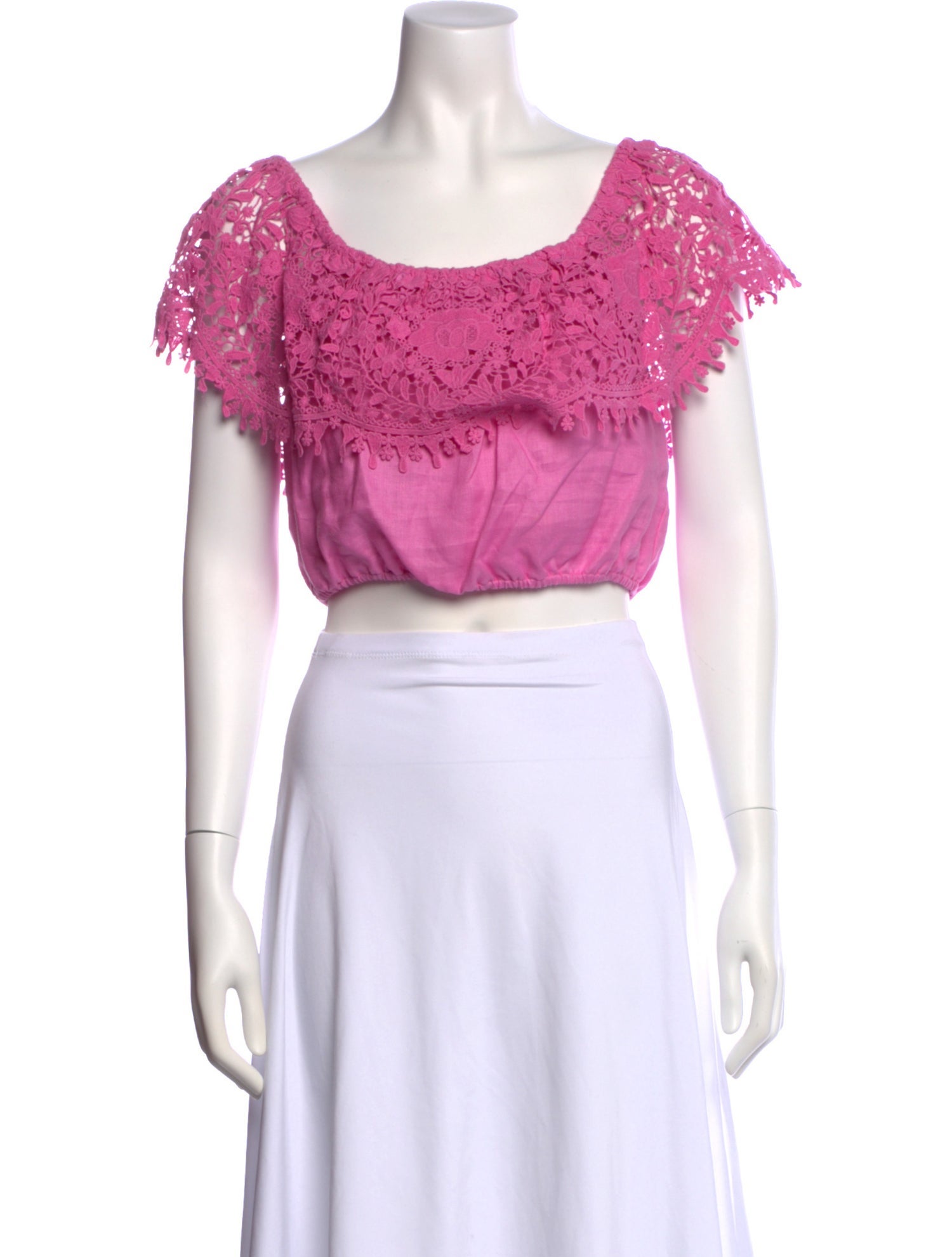 Miguelina Scoop Neck Short Sleeve Crop Top w/ Tags