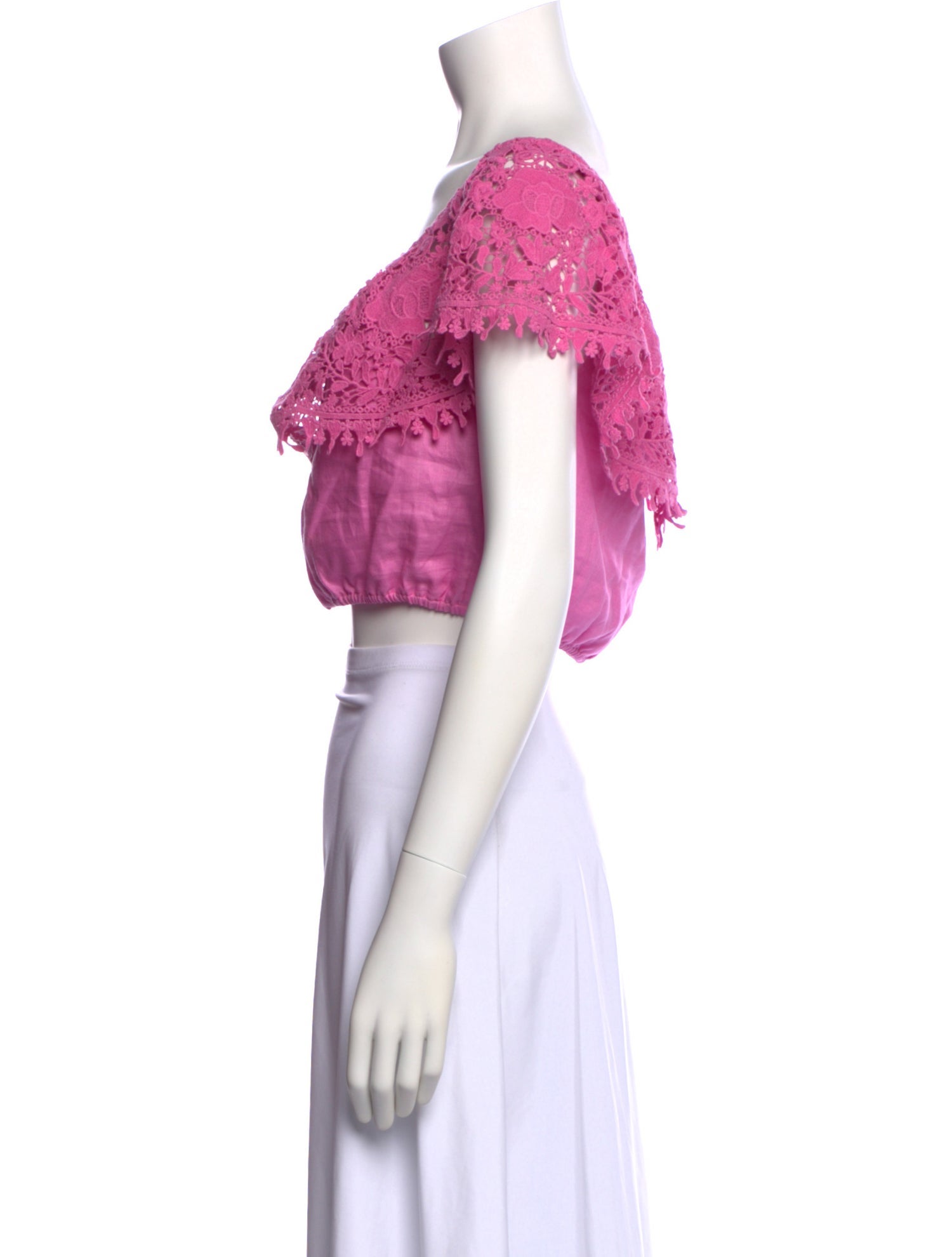 Miguelina Scoop Neck Short Sleeve Crop Top w/ Tags